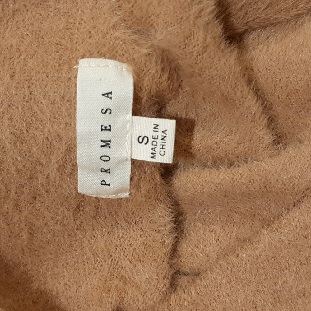 🥀🍋NWT/NWOT Promesa Brown Fuzzy Collared Cardigan (S)🥀 - Picture 7 of 8